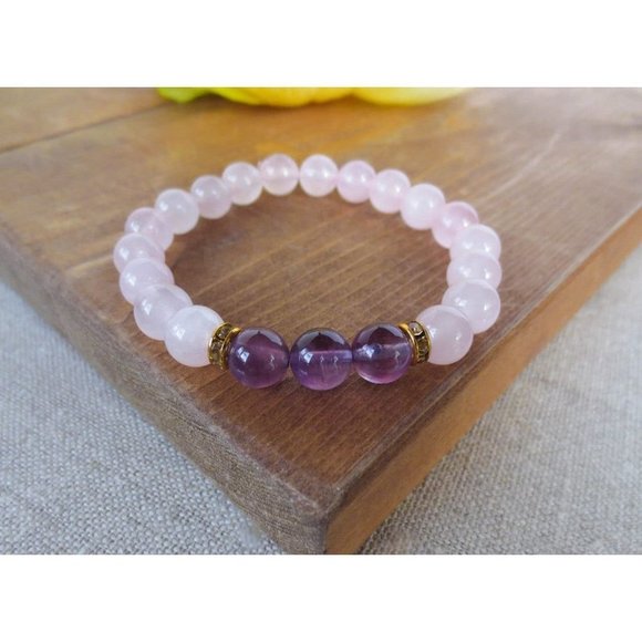 Jewelry - Rose Quartz & Amethyst Gemstone Bracelet